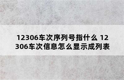 12306车次序列号指什么 12306车次信息怎么显示成列表